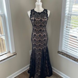 Black and Nude Lace mermaid style gown